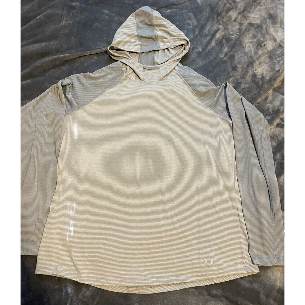Under Armour Hooded Heat Gear Grey Top Running Shirt Size Medium Women’s